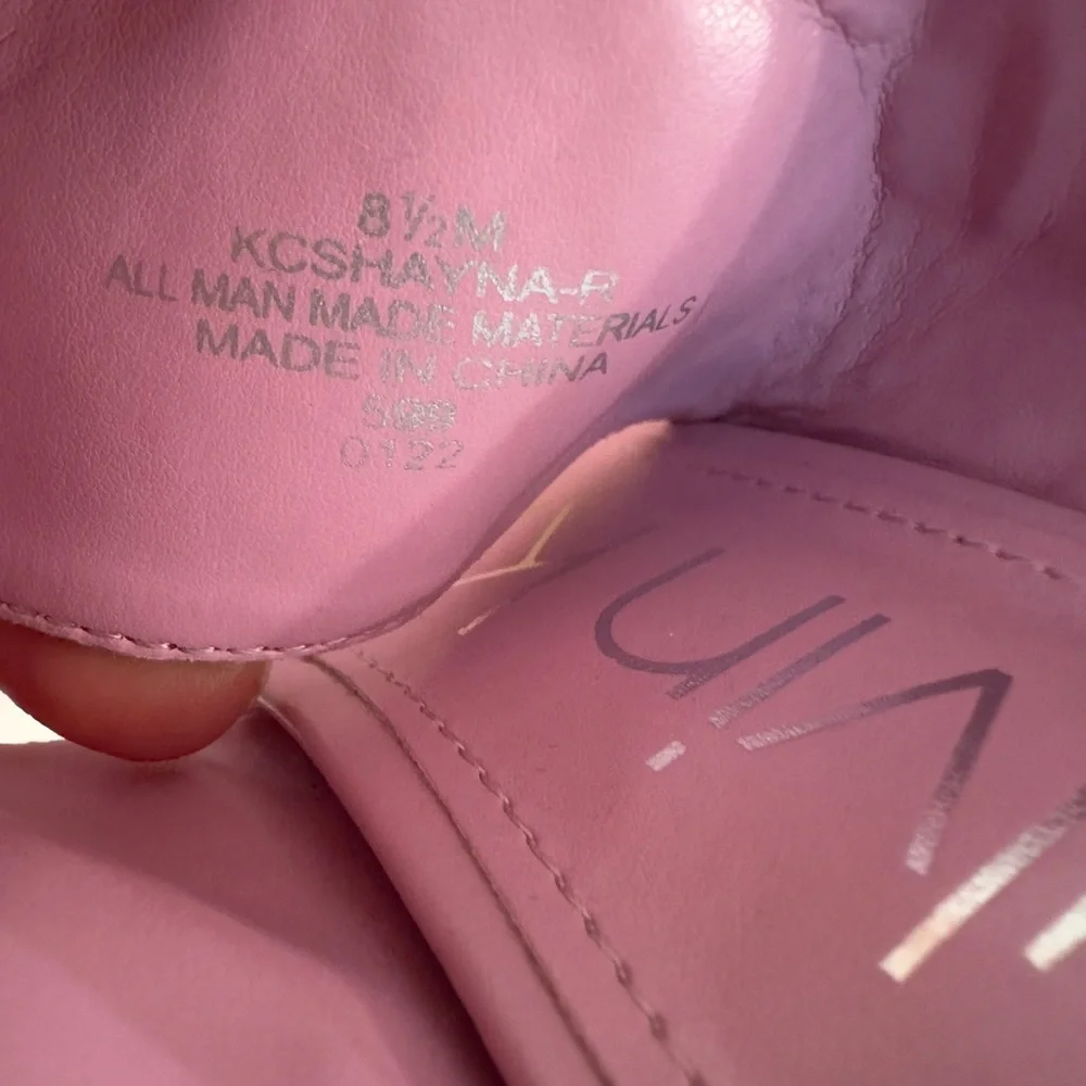 CALVIN KLEIN ~ Powder Pink 4” Heel Mule Sandals w/Translucent Strap size 8.5